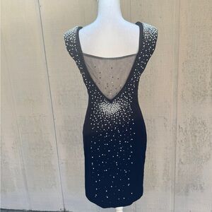 Y2K Elegant Black Dress with Pearl & Sequin Embellished Shoulders